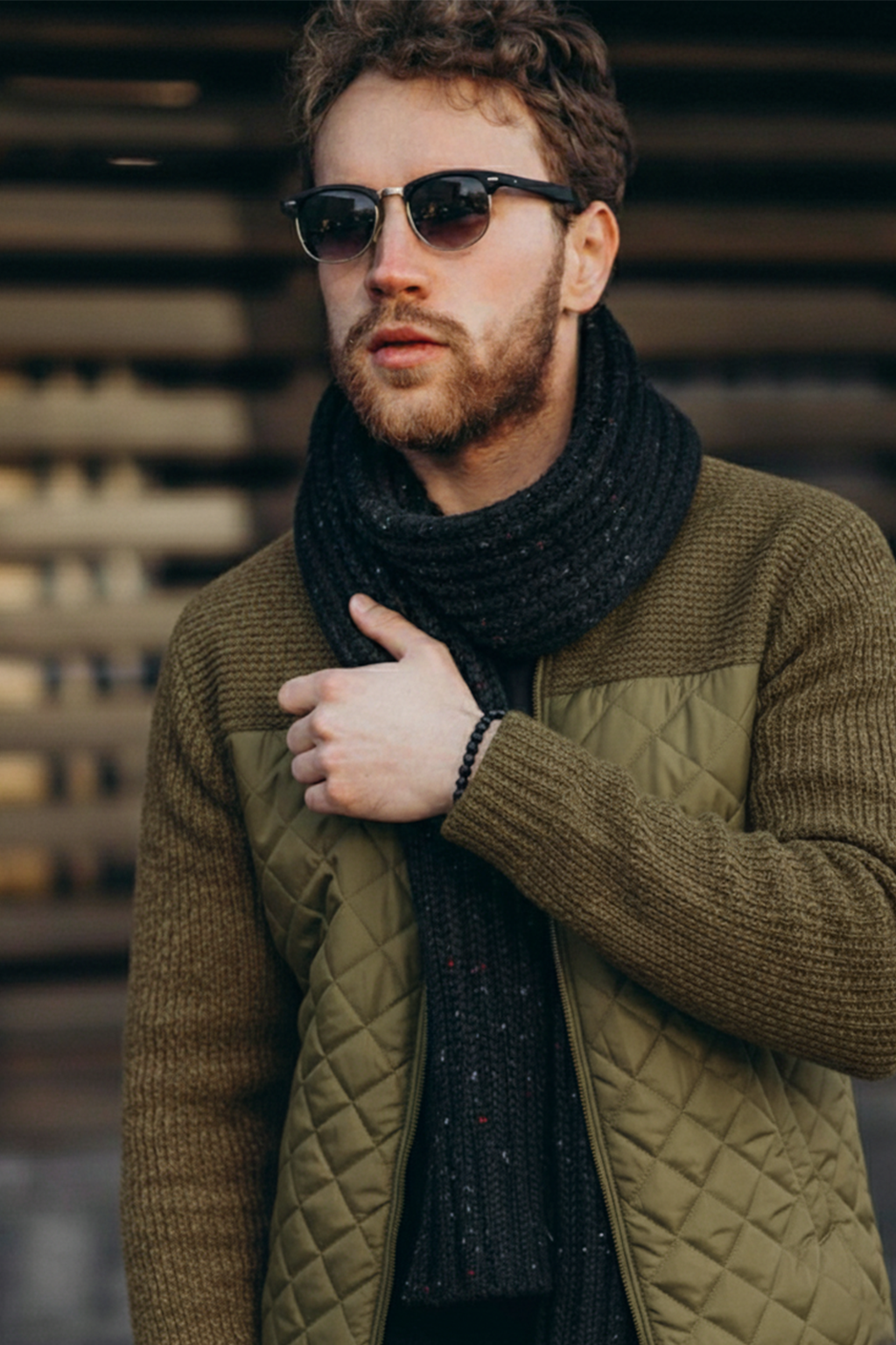 Veste Matelassée en Maille | Julien – Vert Mousse