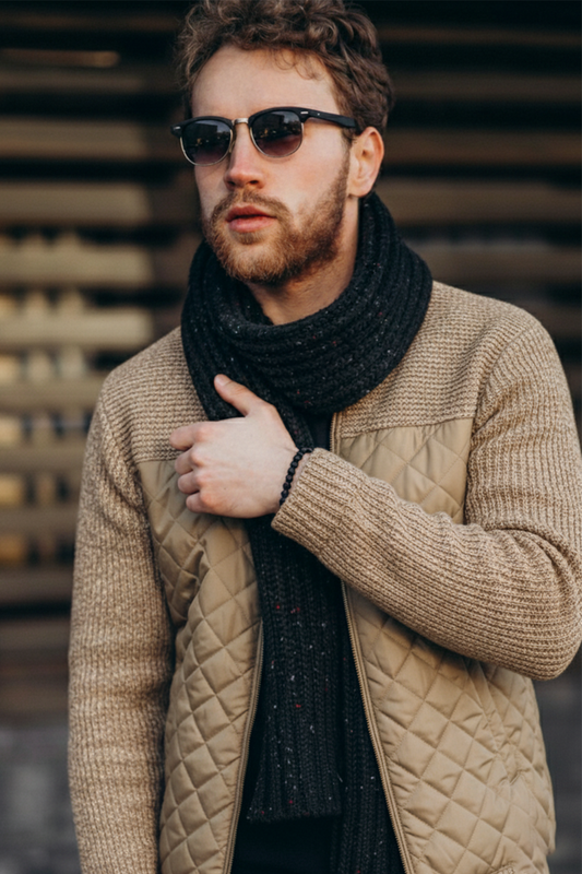 Veste Matelassée en Maille | Damien – Brun Cendré