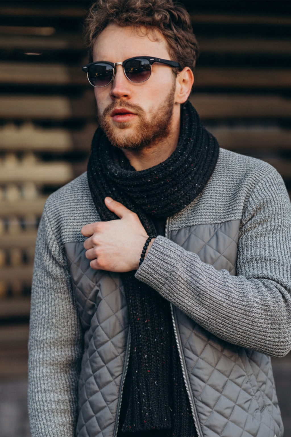 Veste Matelassée en Maille | Laurent – Gris Clair