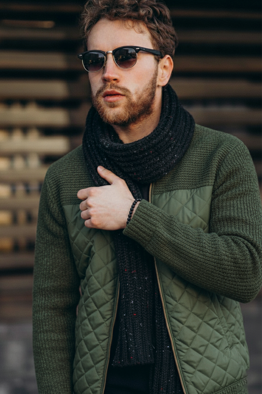 Veste Matelassée en Maille | Lucas – Vert Olive