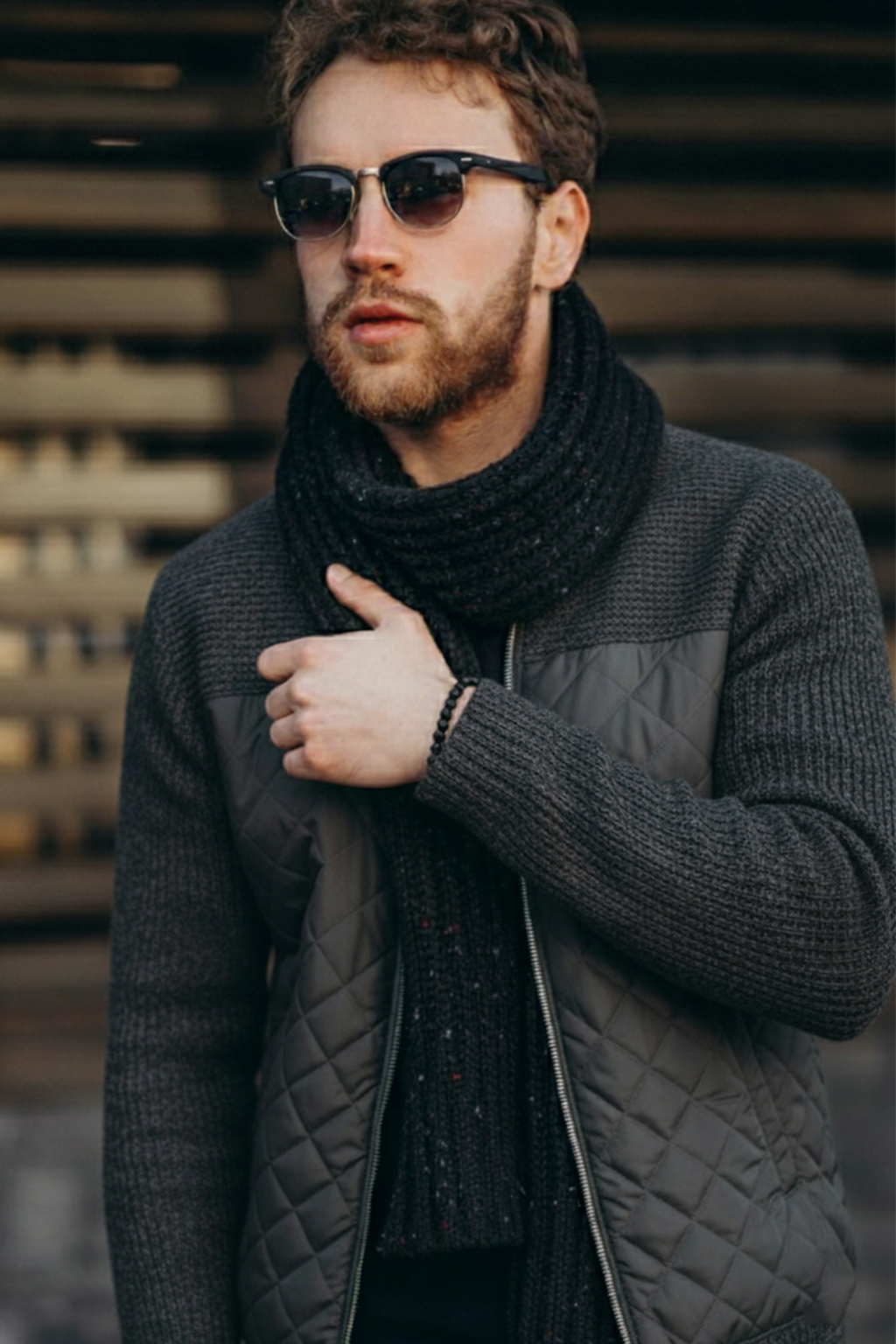 Veste Matelassée en Maille | Olivier – Noir