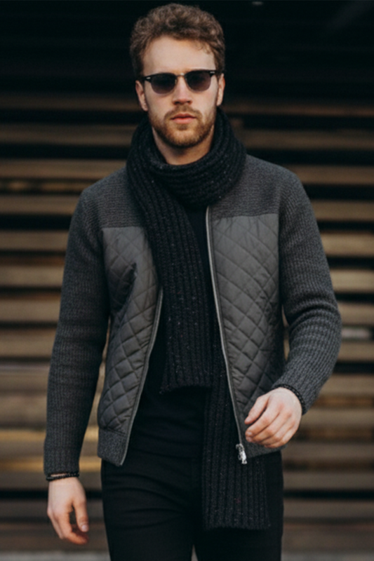 Veste Matelassée en Maille | Olivier – Noir