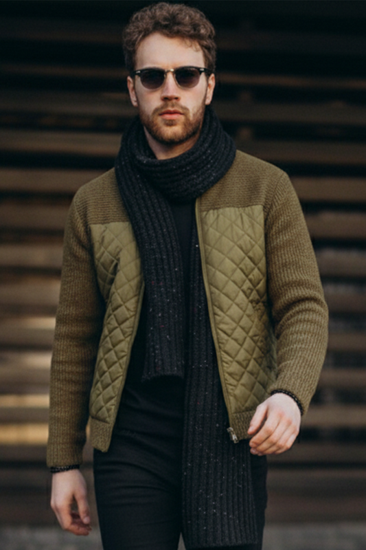 Veste Matelassée en Maille | Julien – Vert Mousse