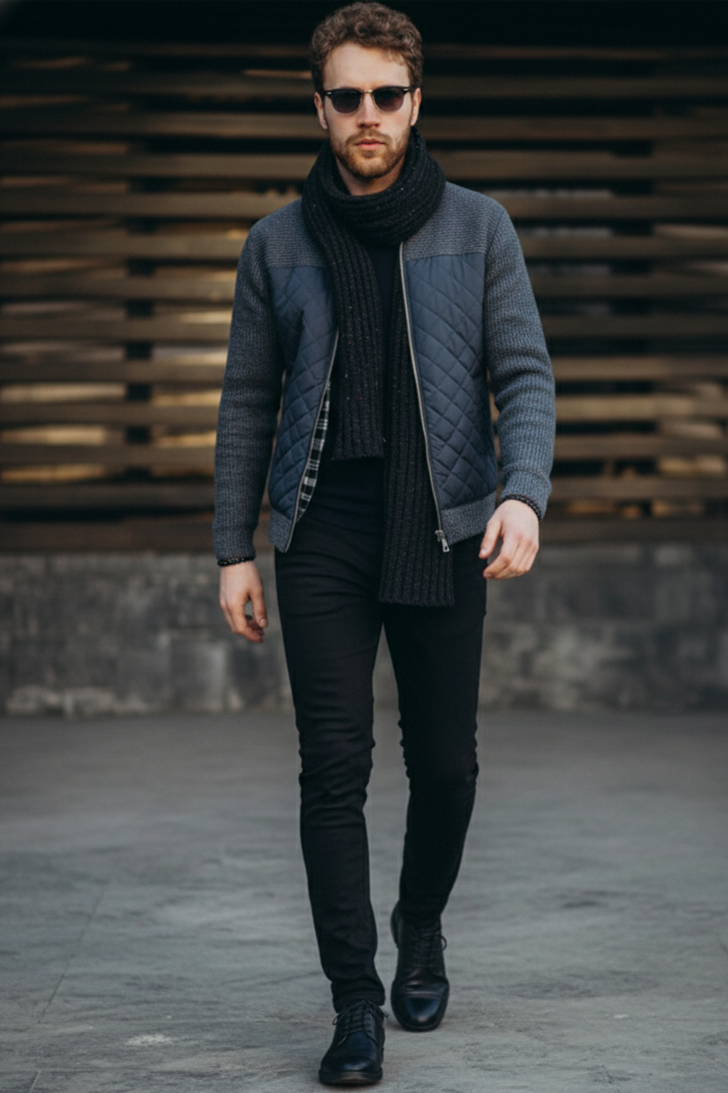 Veste Matelassée en Maille | Nicolas – Gris Foncé