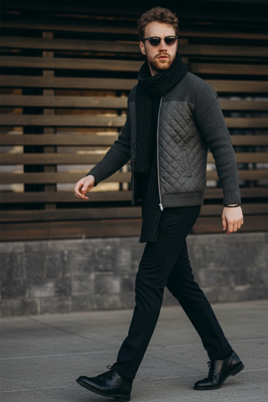 Veste Matelassée en Maille | Antoine – Anthracite