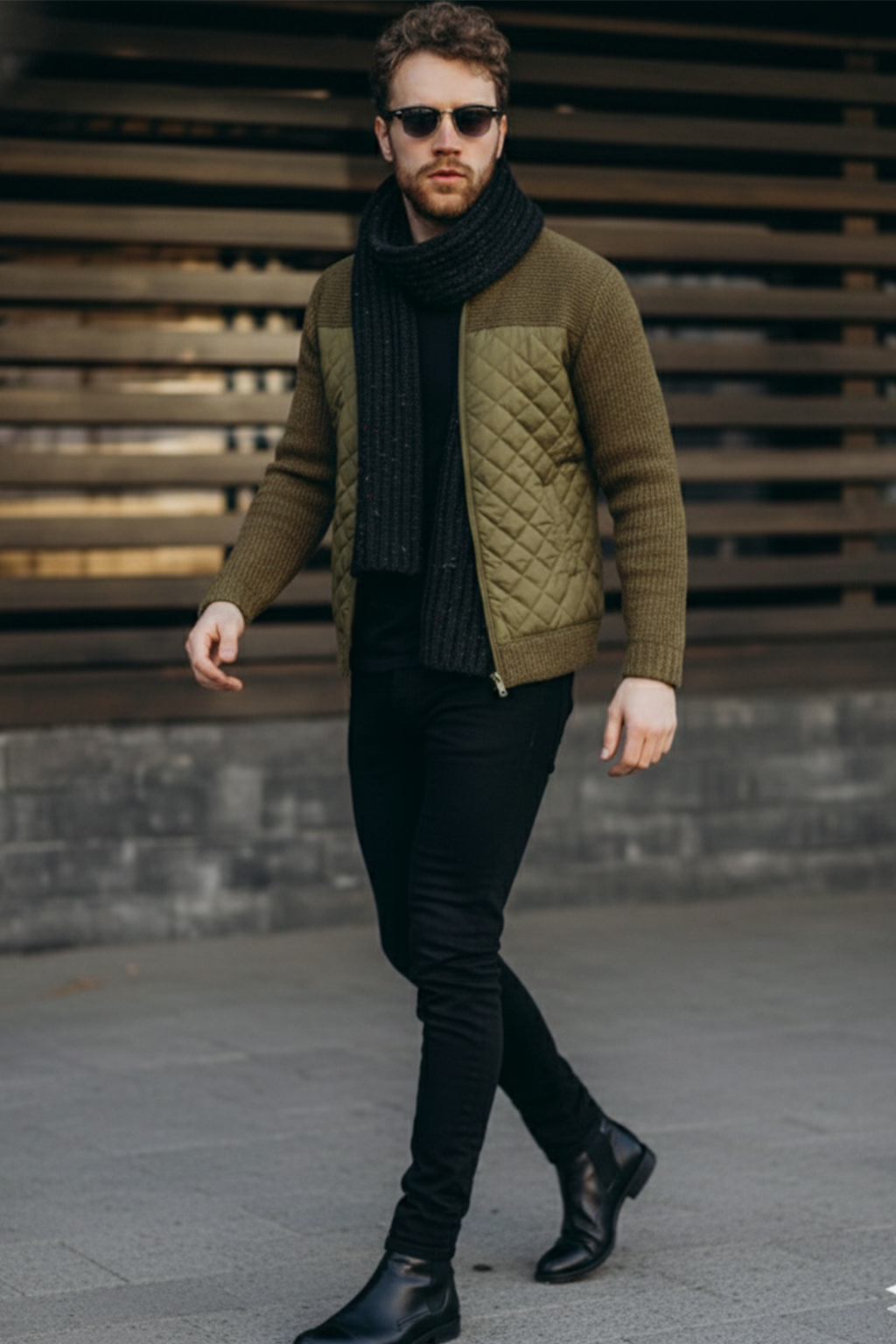 Veste Matelassée en Maille | Julien – Vert Mousse