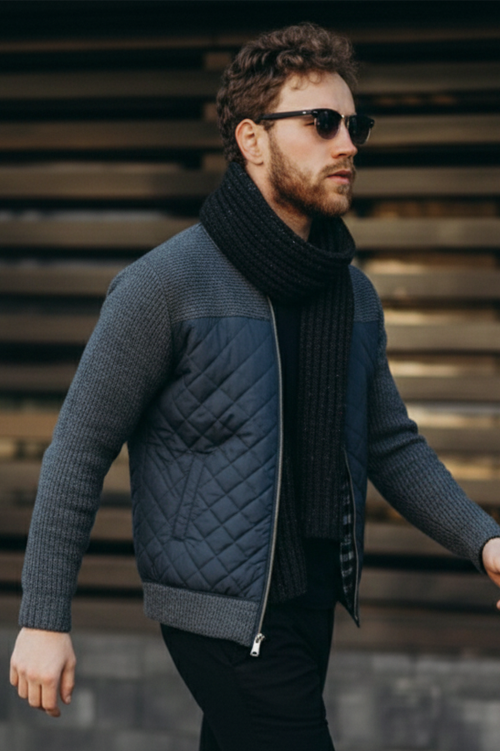 Veste Matelassée en Maille | Nicolas – Gris Foncé