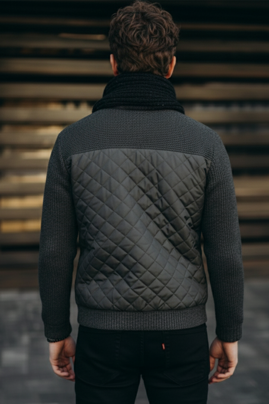 Veste Matelassée en Maille | Olivier – Noir