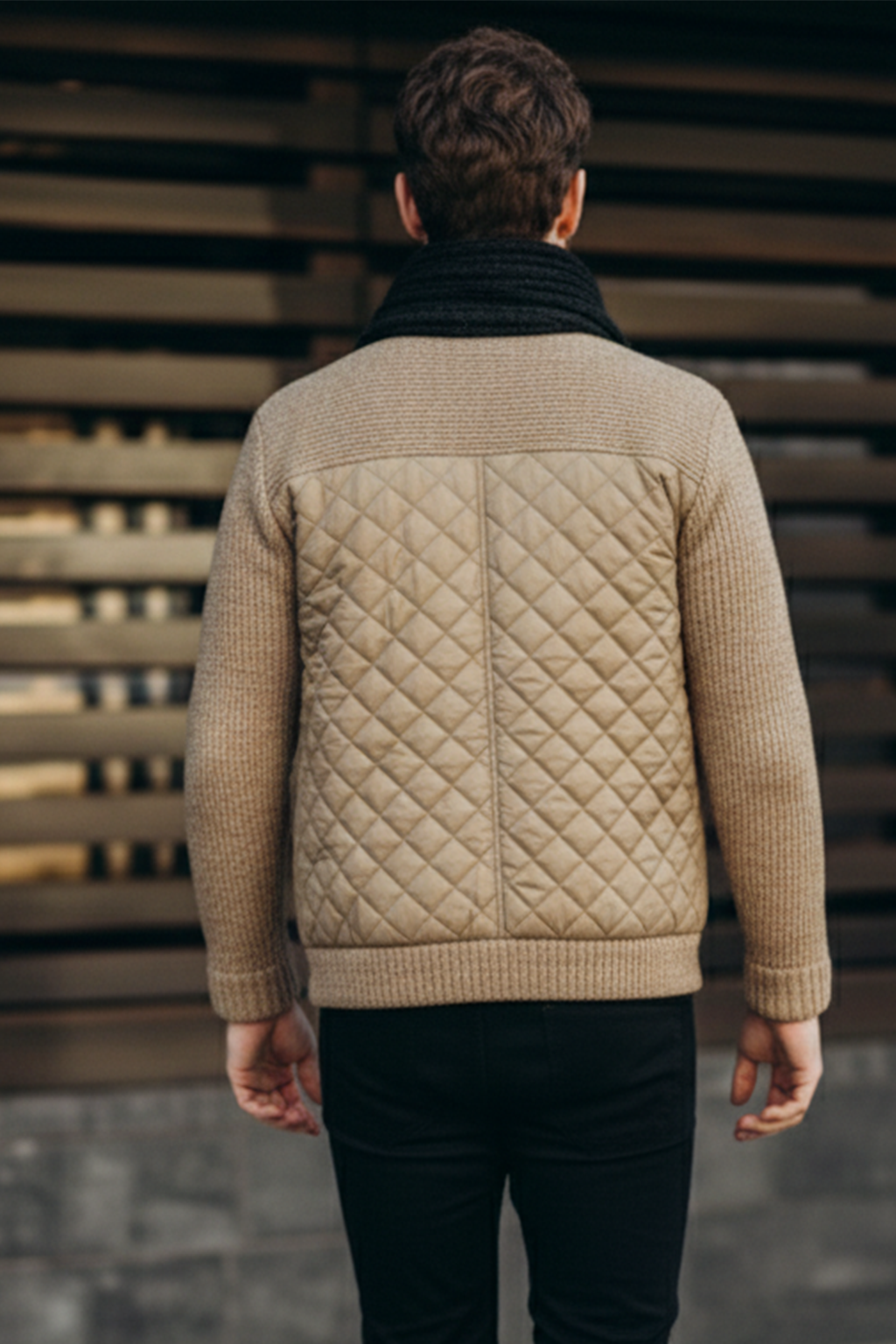 Veste Matelassée en Maille | Damien – Brun Cendré