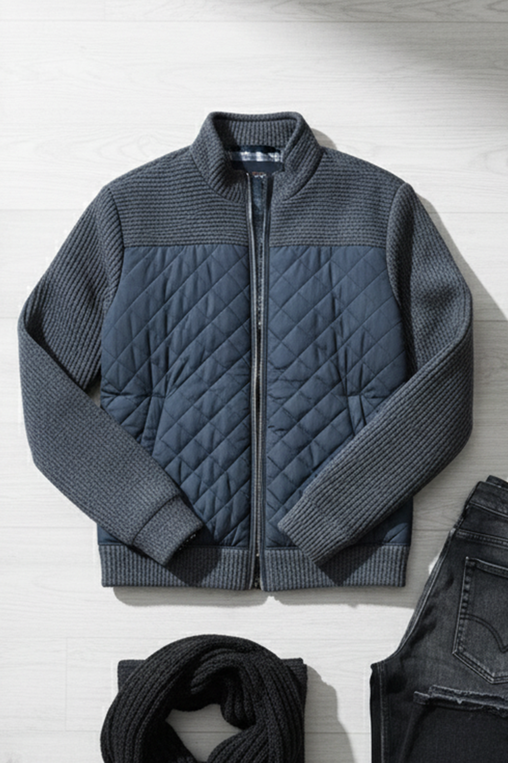 Veste Matelassée en Maille | Nicolas – Gris Foncé