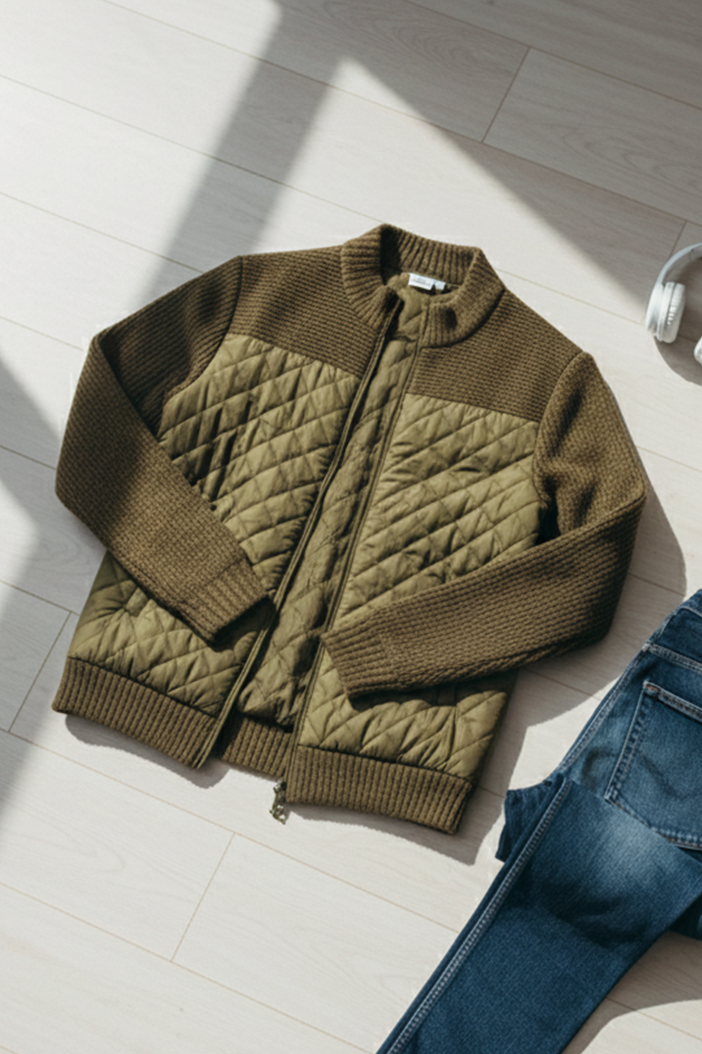 Veste Matelassée en Maille | Julien – Vert Mousse