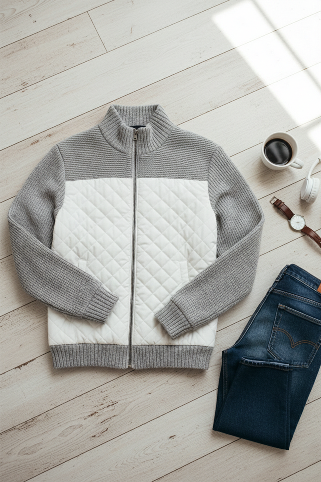 Veste Matelassée en Maille | Martin – Blanc