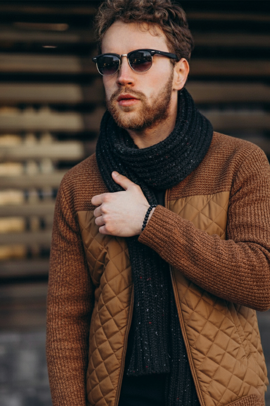 Veste Matelassée en Maille | Mathieu – Marron Clair