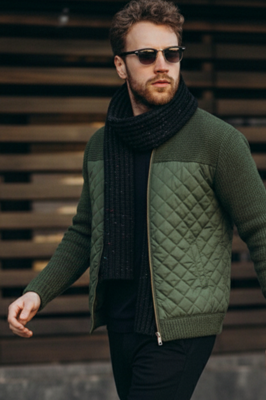 Veste Matelassée en Maille | Lucas – Vert Olive