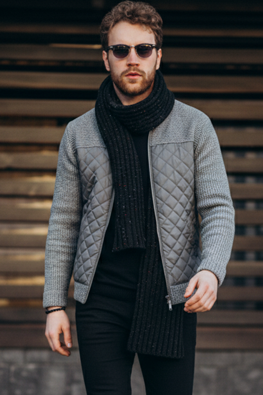 Veste Matelassée en Maille | Laurent – Gris Clair